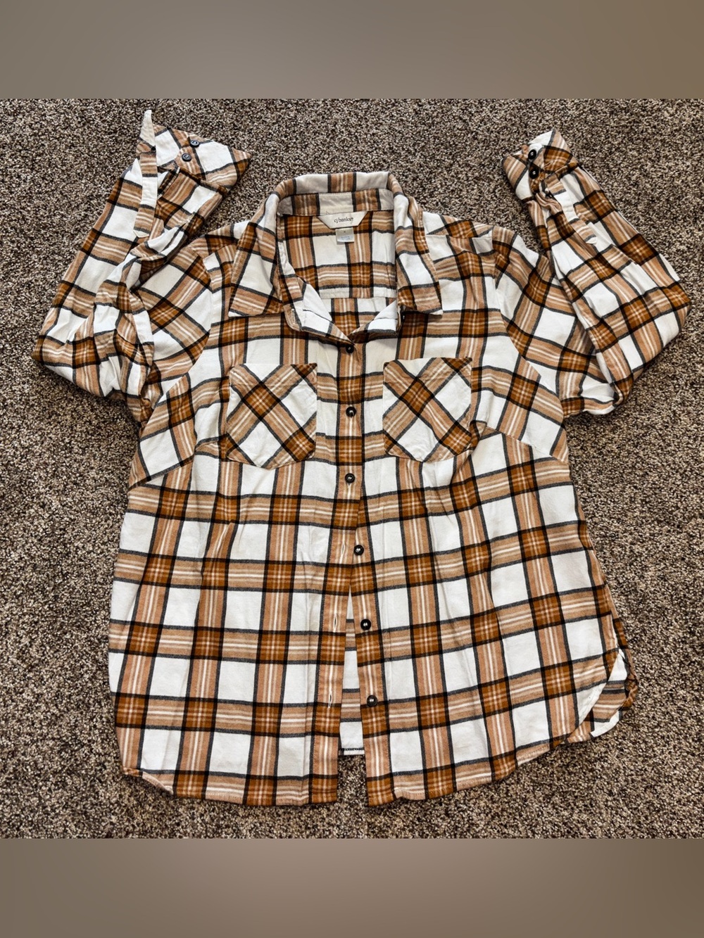 CJ Banks Women's X Button Front Shirt Plaid Flannel Long Sleeve Fall Cotton